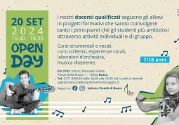 Venerdì 20 settembre dalle ore 15,30 alle 18,30 porte aperte per i corsi musicali